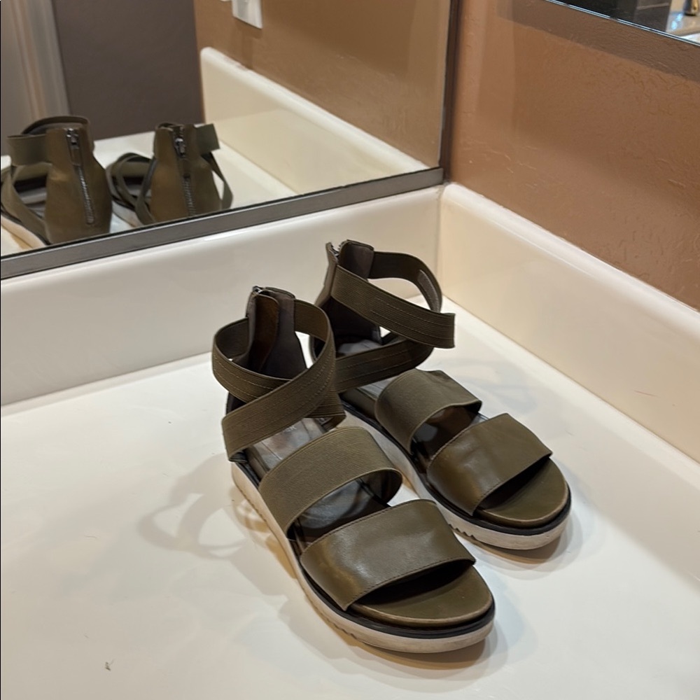 Eileen Fisher Olive Green Sandals